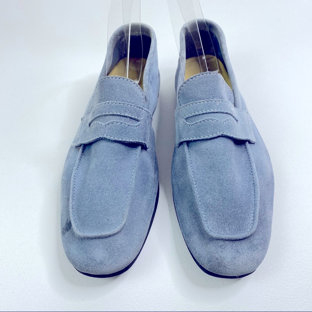 Frau Women’s Italian Loafers Suede Leather hand made in Verona Light Blue size 7